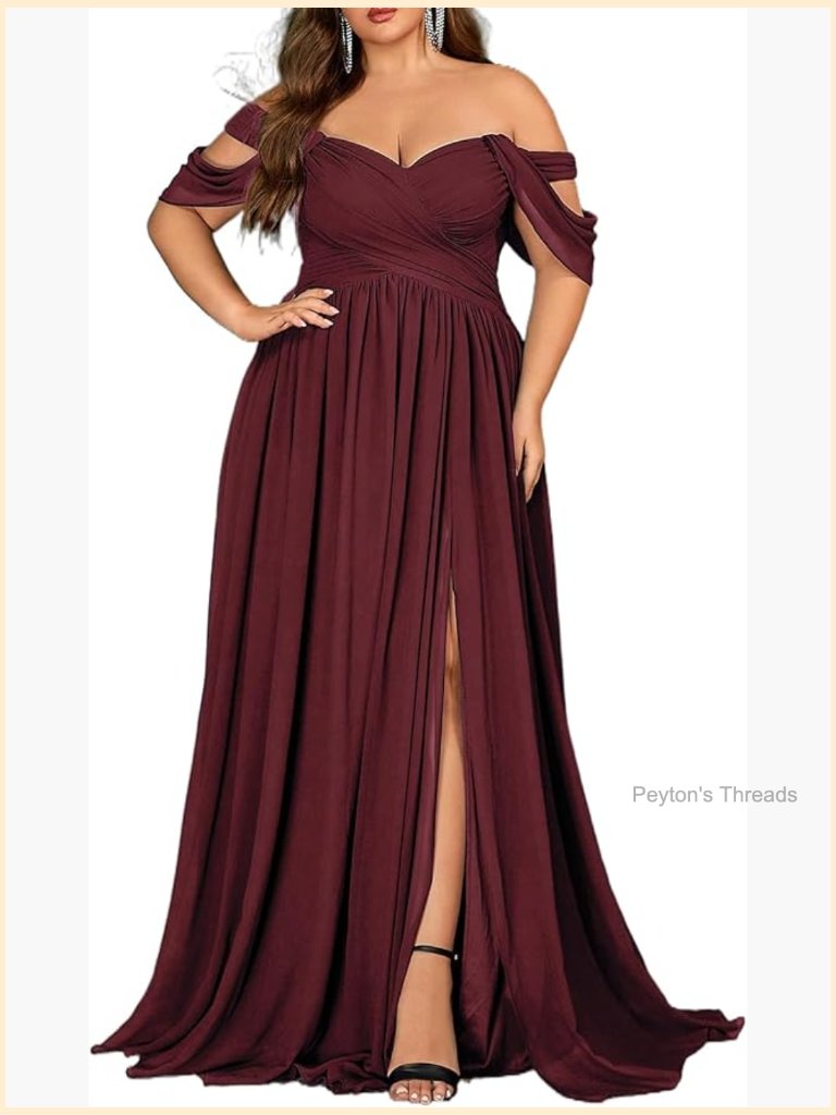 Plus Size A-Line Chiffon Wedding Guest Maxi Dress Prom Evening Party Gown